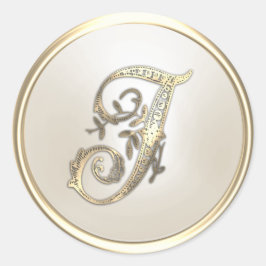 Adesivo Monograma inicial do Ornamentado do marfim Dourado