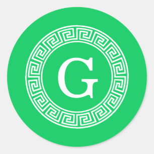 Adesivo Monograma inicial do Quadro chave grego Emerald Wh