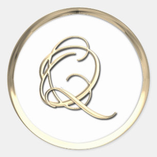 Adesivo Monograma inicial Dourado - Q Script