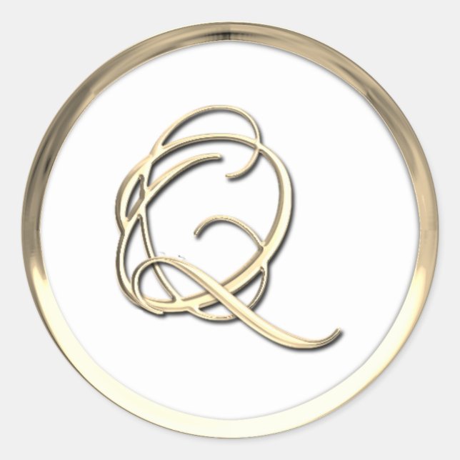 Adesivo Monograma inicial Dourado - Q Script (Frente)