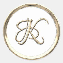 Adesivo Monograma Inicial Dourado, Script K Qualquer Cor