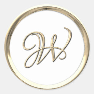 Adesivo Monograma Inicial Dourado W Script Qualquer Cor