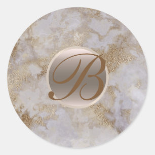 Adesivo Monograma Inicial Glam Moderno Mármore Dourado