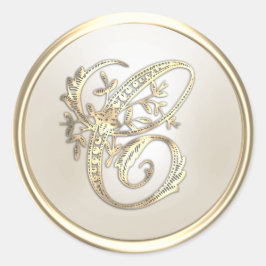 Adesivo Monograma Inicial Ornate Dourado e Marfim C