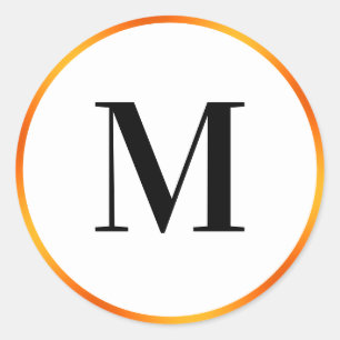 Adesivo Monograma Inicial Simples Preto Branco e Laranja