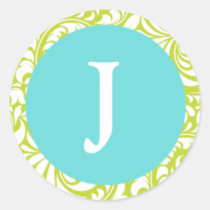 Adesivo Monograma J Chartreuse Azul Pálido Personalizáve