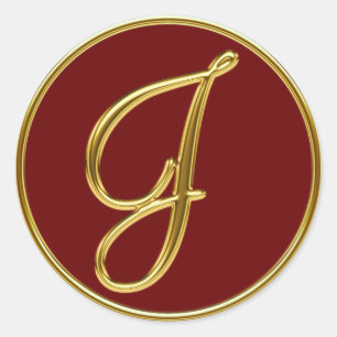 Adesivo Monograma J em ouro 3D