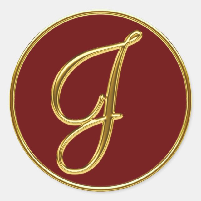 Adesivo Monograma J em ouro 3D (Frente)