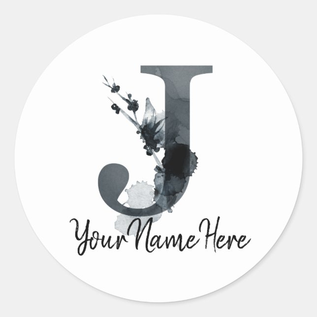 Adesivo Monograma J Folhagem Dark Herb (Frente)