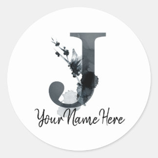 Adesivo Monograma J Folhagem Dark Herb