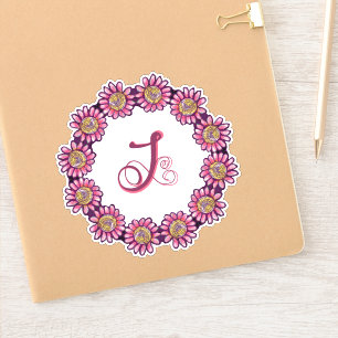 Adesivo Monograma J Ornado Com Flores De Boho Cute Bonito