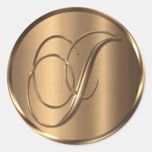 Adesivo Monograma J Selo de Envelope de Bronze NONMETÁLICO