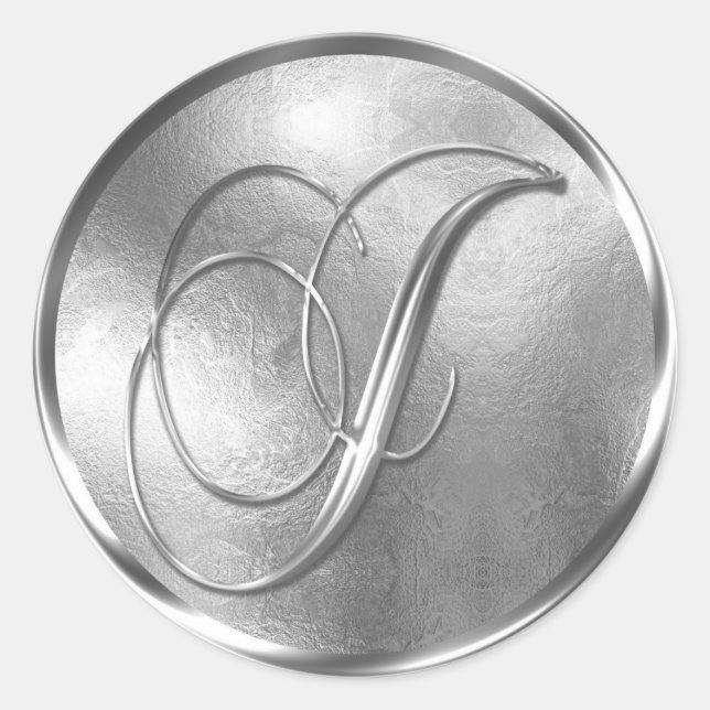 Adesivo Monograma J Selo de Envelope Silver NONMETÁLICO (Frente)