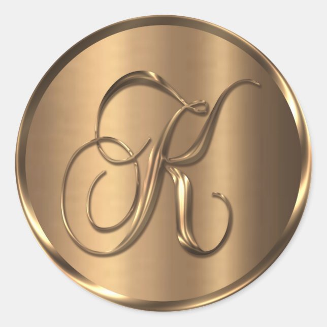 Adesivo Monograma K Selo de Envelope de Bronze Não METÁLIC (Frente)