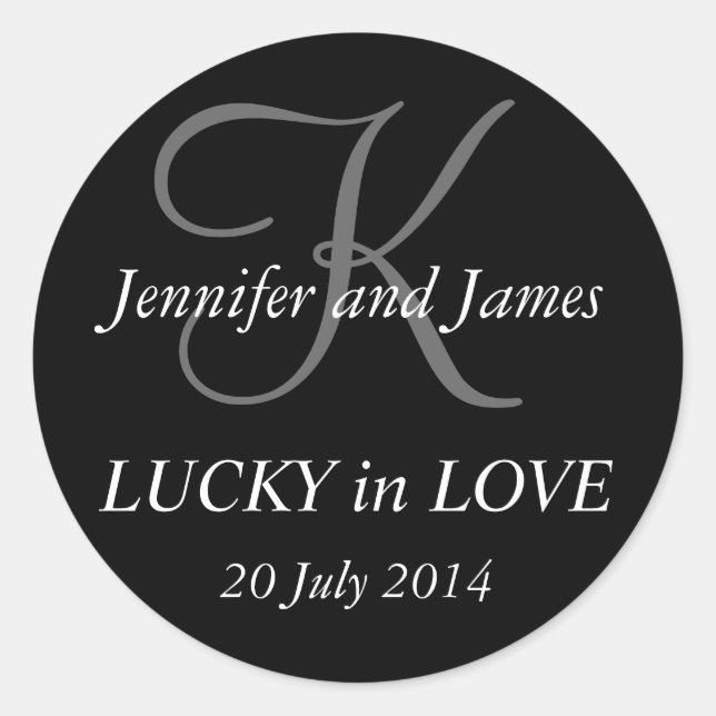 Adesivo Monograma K Stickers para Casamentos Pretos (Frente)