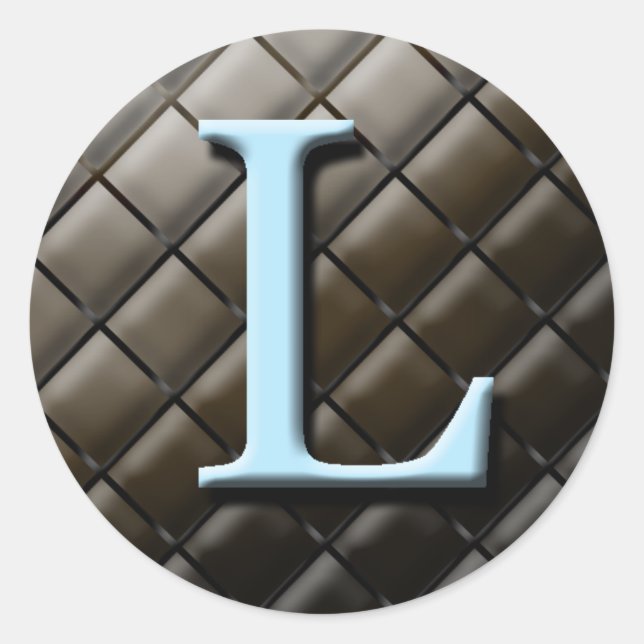 Adesivo Monograma L De Casamento De Azul E Chocolate Etiqu (Frente)