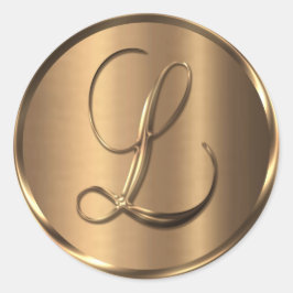 Adesivo Monograma L Selo de Envelope de Bronze Não METÁLIC