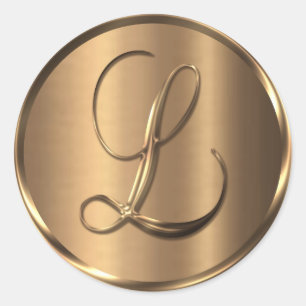 Adesivo Monograma L Selo de Envelope de Bronze Não METÁLIC