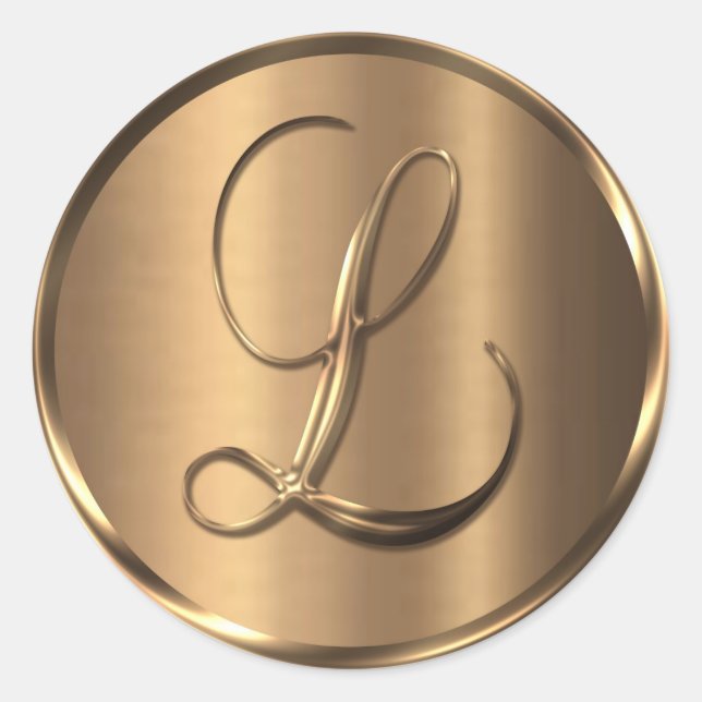 Adesivo Monograma L Selo de Envelope de Bronze Não METÁLIC (Frente)