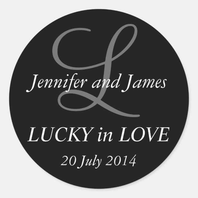 Adesivo Monograma L Stickers para Casamentos Pretos (Frente)