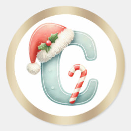 Adesivo Monograma, letra C, Vinheta Natal