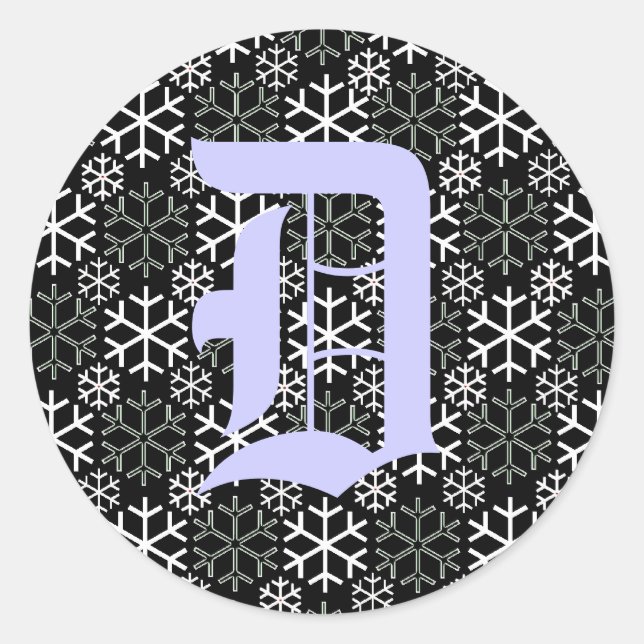 Adesivo Monograma - Letra D Snowflakes, Sticker (Frente)