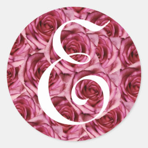 Adesivo Monograma - Letra E Cola de Rosas Rosa