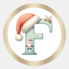 Adesivo Monograma, letra F, Vinheta de Natal
