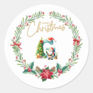 Adesivo Monograma - letra G, Frasto de Natal com Papai Noe