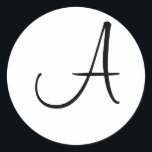 Adesivo Monograma - Letra Inicial Preta Personalizada<br><div class="desc">Monograma Bloco Branco Personalizado Letra Inicial Pasta de Envelope Selo</div>