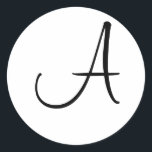 Adesivo Monograma - Letra Inicial Preta Personalizada<br><div class="desc">Monograma Bloco Branco Personalizado Letra Inicial Pasta de Envelope Selo</div>