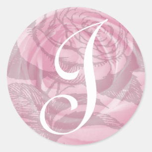 Adesivo Monograma - Letra J, Cola de Rosas Rosa
