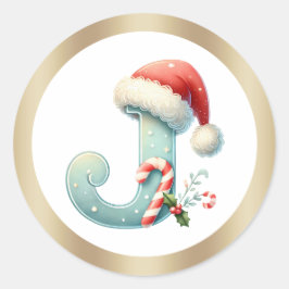 Adesivo Monograma - letra J, Papai Noel - Vinheta de Natal