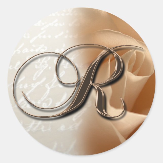 Adesivo Monograma - Letra R Selo de Envelope Casado (Frente)