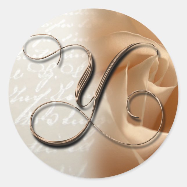 Adesivo Monograma - Letra Y Botão de Envelope de Casamento (Frente)