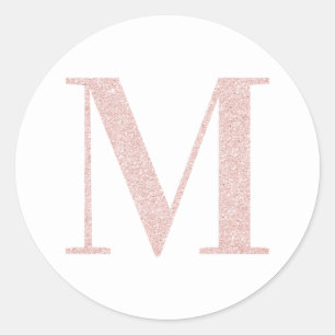 Adesivo Monograma M brilhante em rosa dourado feminino
