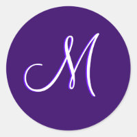 Monograma M Casamento Convite Roxo Selo