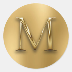 Adesivo Monograma M em Ouro Falso em Desfoque