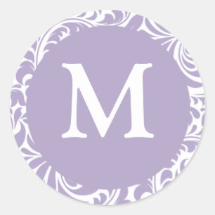 Adesivo Monograma M Lavanda E Selos Brancos De Casamento