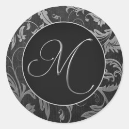 Adesivo Monograma M Silver e Casamento tema damasco Preto