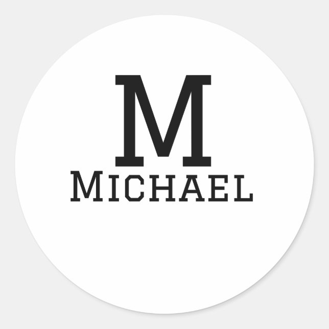 Adesivo Monograma maiúsculo com nome clássico simples (Frente)