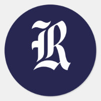 Monograma marinho Azul e Branco Selos Iniciais "R"
