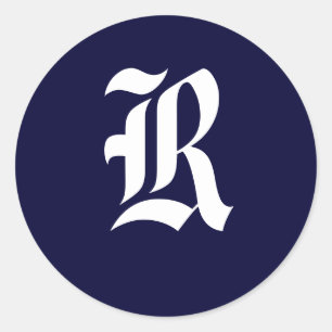Adesivo Monograma marinho Azul e Branco Selos Iniciais "R"
