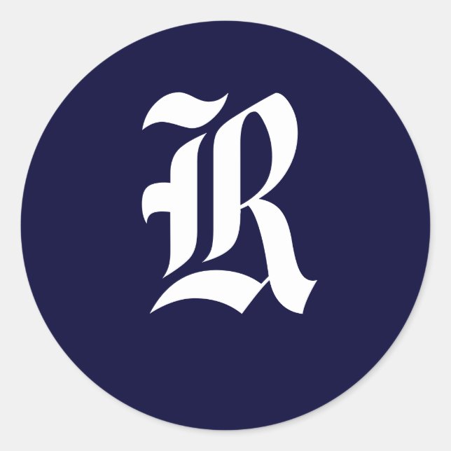 Adesivo Monograma marinho Azul e Branco Selos Iniciais "R" (Frente)