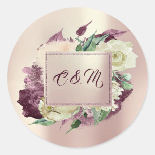 Adesivo Monograma Marsala Floral Marfim Hortelã Dourado R