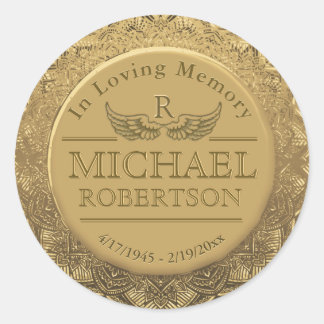 Adesivo Monograma Memorial Dourado Selo Personalizável