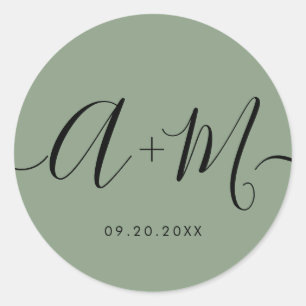 Adesivo Monograma Minimalista em Script Personalizado verd