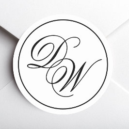 Adesivo Monograma Minimalista Preto Branco 2 Letras Maiúsc