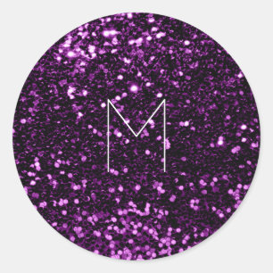 Adesivo Monograma mínimo da faísca roxa violeta do brilh