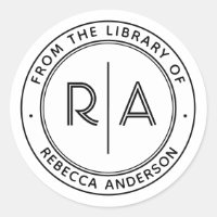 Monograma Mínimo Moderno Biblioteca do Cartão de L